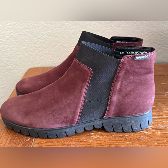 Mephisto Lyana Ankle Boots W Sz.11 Wine Nubuck Leather Comfort Chelsea Boots - Picture 2 of 14